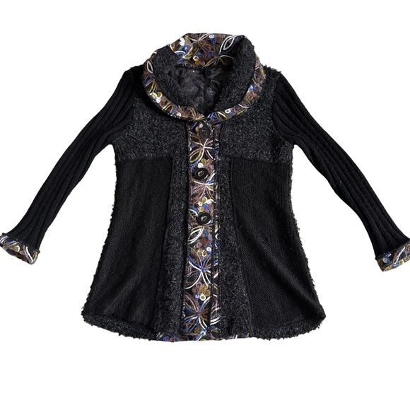 Sioni Sweaters - Y2K Sioni‎ Wool Mohair Cardigan Womens L Fairy Whimsigoth Floral Boho Sweater